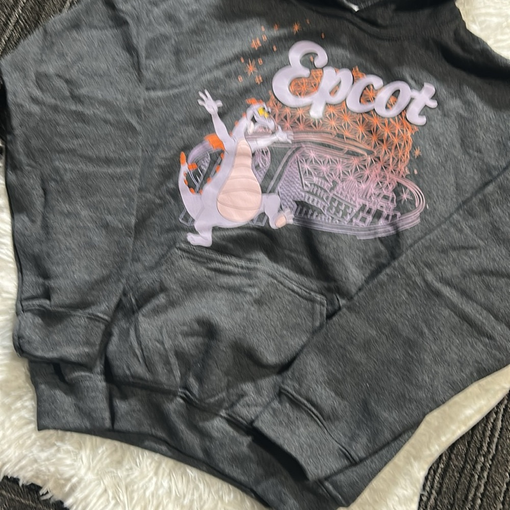 Disney Epcot Pullover Hoodie with Figment Graphic Charcoal Gray Kids Size Large - Picture 6 of 11